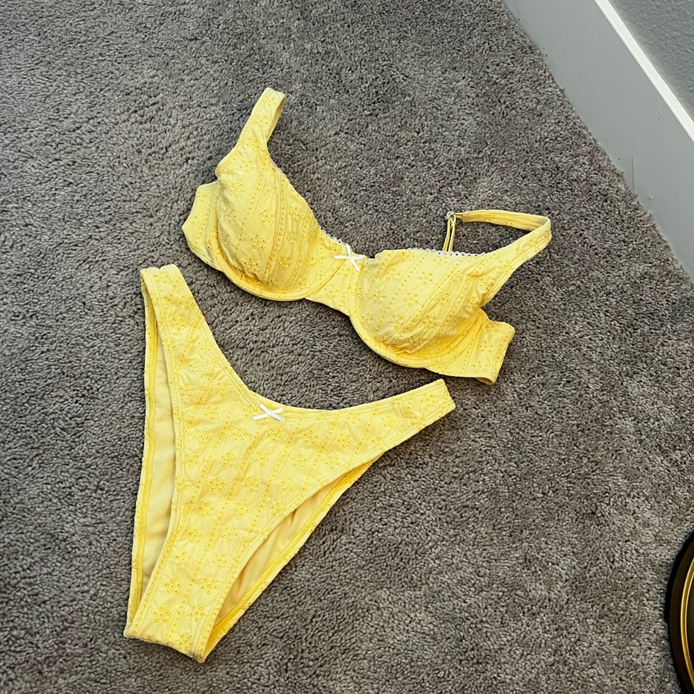 Wild Fable Sunny Yellow Lace Bikini Set